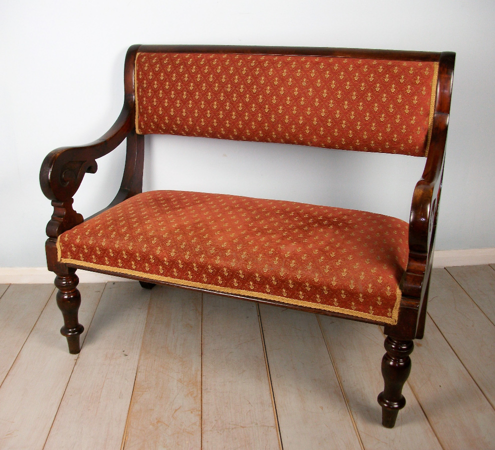 Victorian Walnut Window Seat Hall Bench